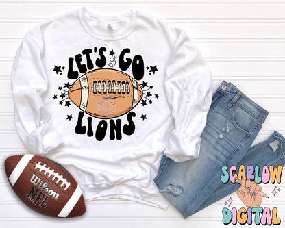 Let's Go Lions PNG Digital Design Download, pom pom png, football png, sports png, single color png, school spirit png, team spirit png