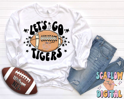 Let's Go Tigers PNG Digital Design Download, pom pom png, football png, sports png, single color png, school spirit png, team spirit png