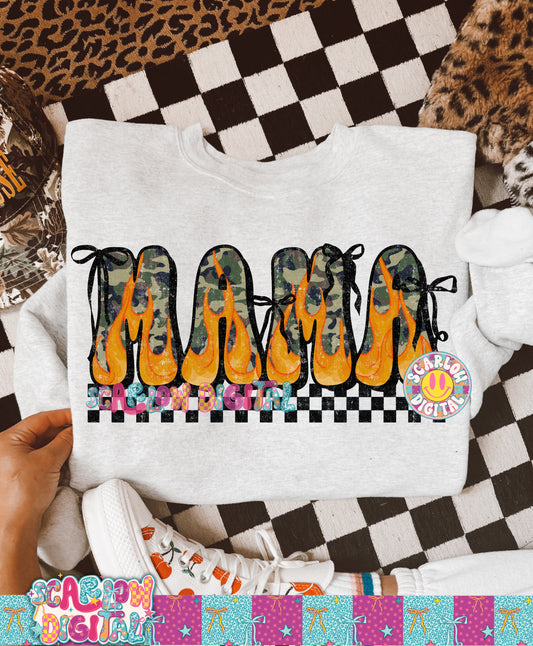 Camo Flames Mama PNG Digital Design