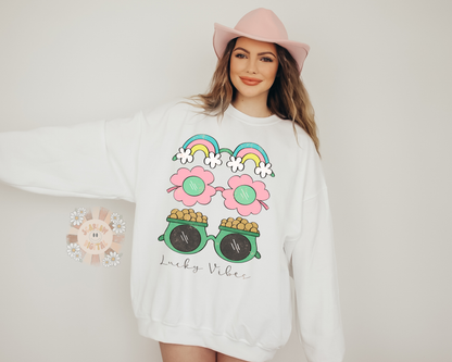 Lucky Vibes PNG-Saint Patrick's Day Sublimation Digital Design Download-leprechaun png, shamrock png, sunglasses png, pot of gold png