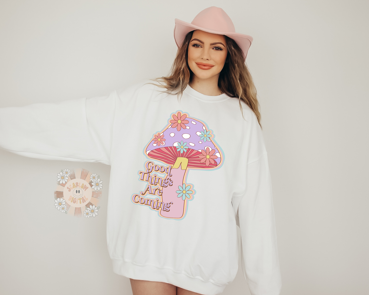 Good Things Are Ahead PNG-Mushroom Sublimation Digital Design Download-flowers png, floral png, boho png, hippie png, retro png, trippy png