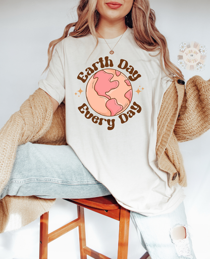 Earth Day Every Day PNG Sublimation Digital Design Download, planet earth png, earth day png, retro earth png, green png, hippie png design