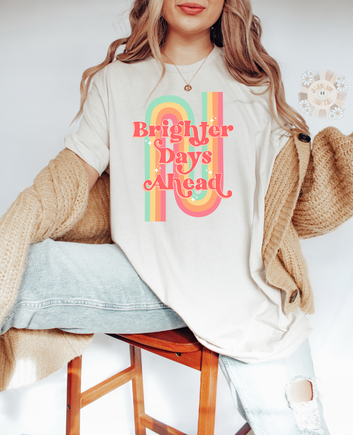 Brighter Days PNG-Retro Sublimation Digital Design Download-rainbow png, happiness png, inspirational png, motivational png, trendy png