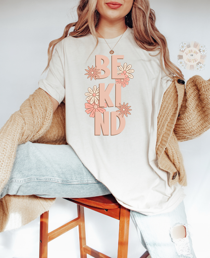Be Kind PNG-Flowers Sublimation Digital Design Download-floral png, inspirational png, motivational png, trendy png, png designs for women