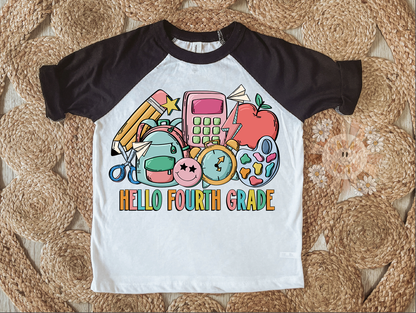 Hello Fourth Grade PNG-Back to School Sublimation Digital Design Download-fourth grader png, retro png, trendy png, unisex png, education png