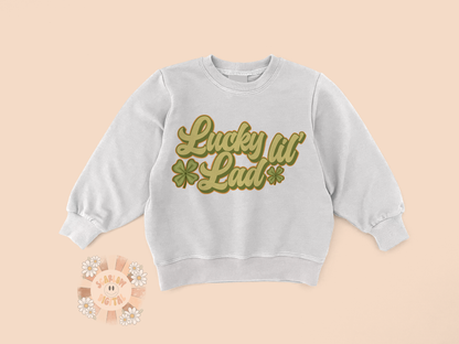 Lucky Lil Lad PNG-Saint Patrick's Day Sublimation Digital Design Download-clover png, lucky lad png, png for boys, little boy png, lucky png