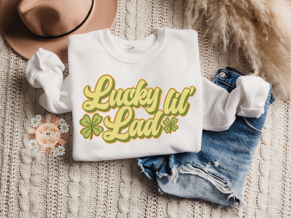 Lucky Lil Lad PNG-Saint Patrick's Day Sublimation Digital Design Download-clover png, lucky lad png, png for boys, little boy png, lucky png