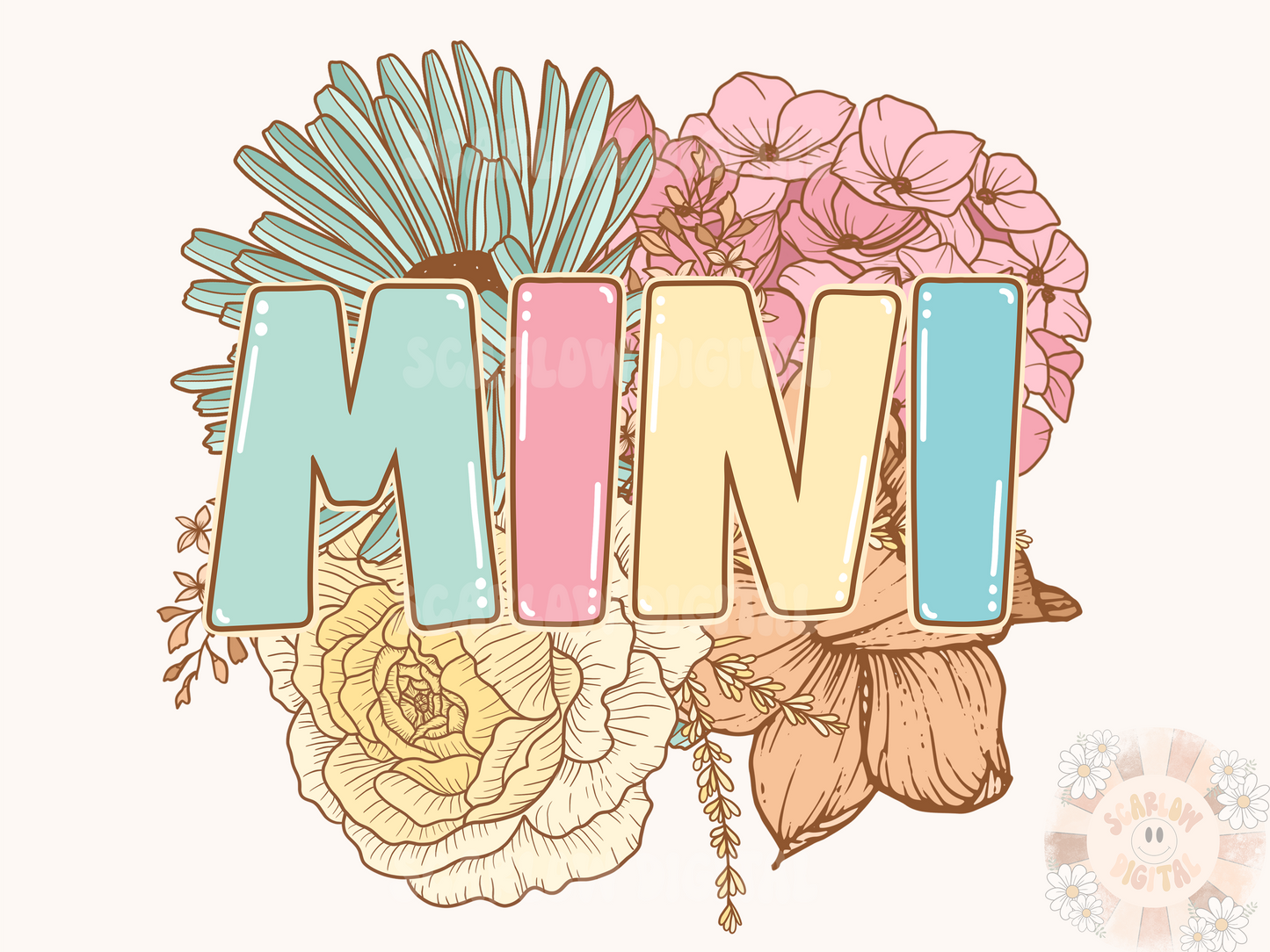 Mini PNG-Floral Bouquet Sublimation Digital Design Download-spring mini png, floral mini png, easter mini png, little girl png, png for kids