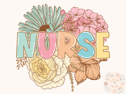 Nurse PNG-Floral Bouquet Sublimation Digital Design Download-spring nurse png, floral nurse png, easter nurse png, rn png, png for nurses