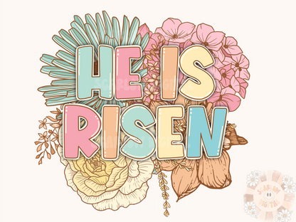 He is Risen PNG-Easter Sublimation Digital Design Download-christian png, bible verse png, christian easter png, spring florals png designs