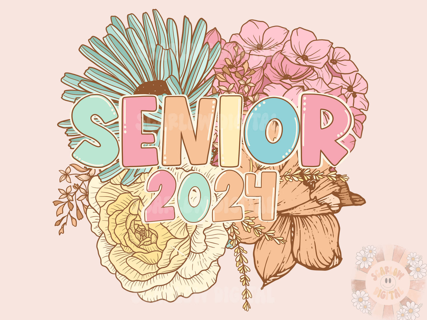 Senior 2024 PNG-Floral Sublimation Digital Design Download-graduate png, class of 2024 png, senior png, graduation png, 2024 graduate png