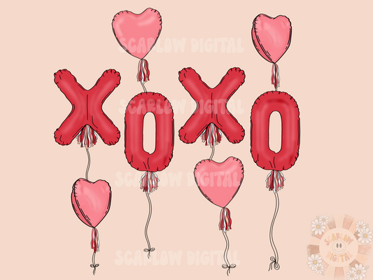 Xoxo Balloons PNG-Valentine's Day Sublimation Digital Design Download-hearts png, balloon hearts png, love png, cupid png, vday png designs