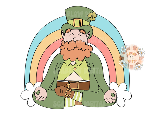Meditating Leprechaun PNG-Saint Patrick's Day Sublimation Digital Design Download-floral png, lucky png, clover png, rainbow png designs