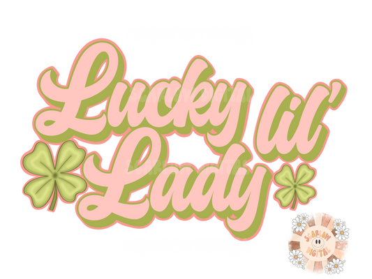 Lucky Lil Lady PNG-Saint Patrick's Day Sublimation Digital Design Download-clover png, lucky lady png, png for girls, little girl png design