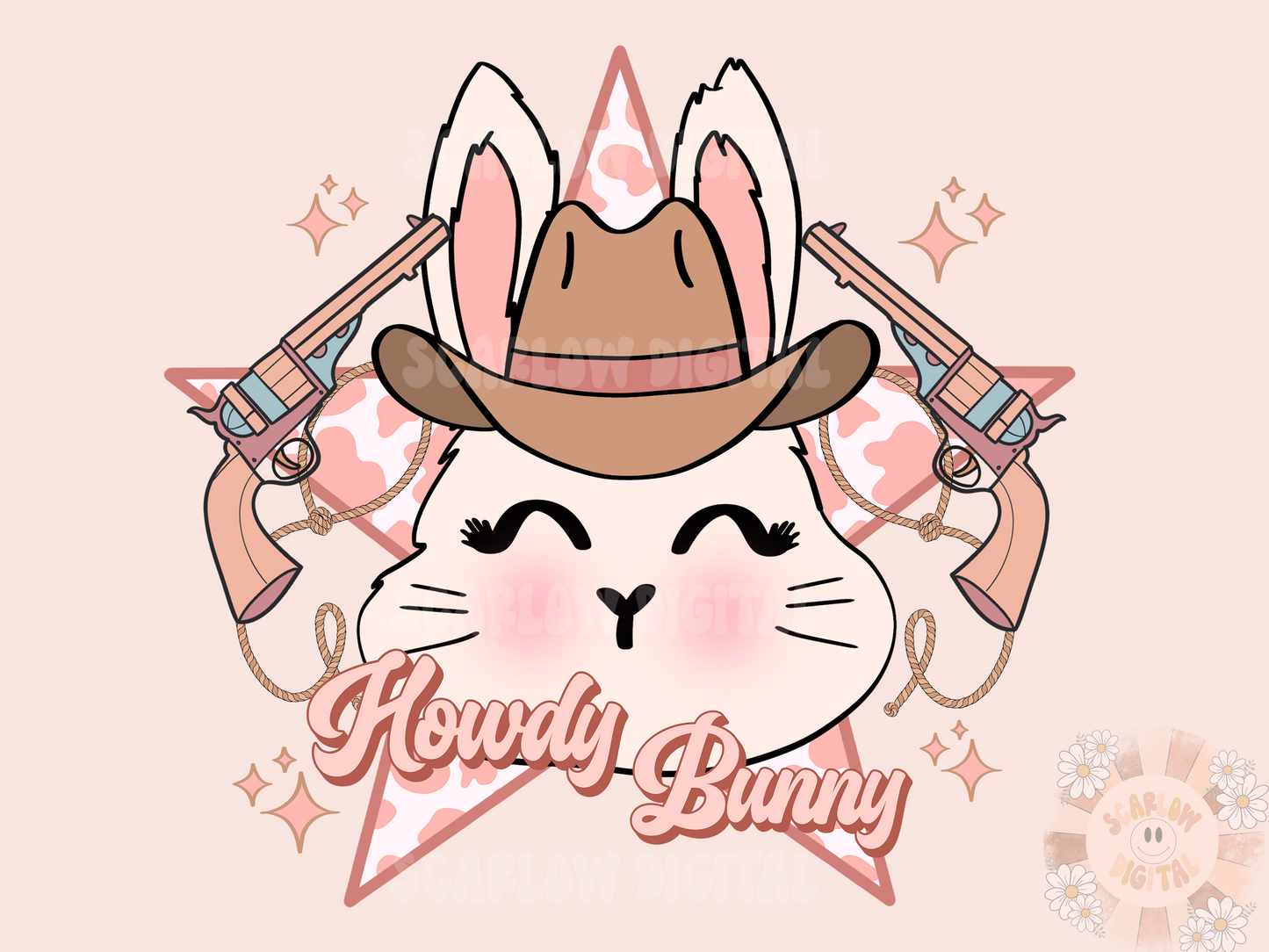 Howdy Bunny PNG-Easter Sublimation Digital Design Download-western easter png, country bunny png, funny easter png, girl easter png design