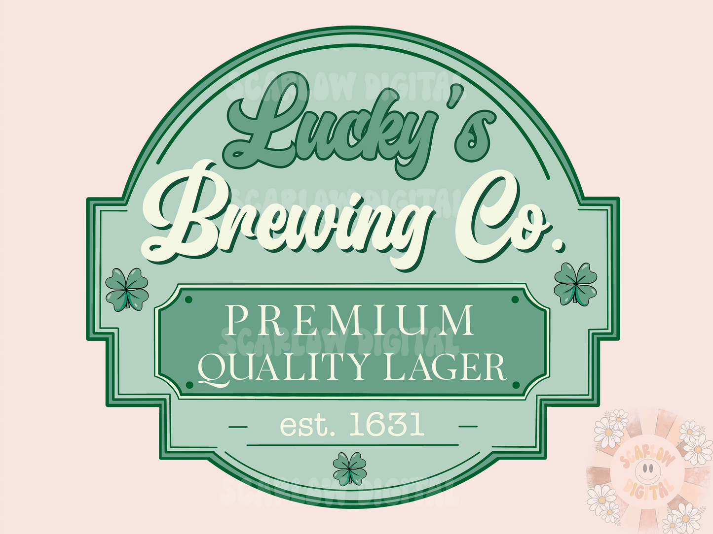 Lucky's Brewing Co PNG-Saint Patrick's Day Sublimation Digital Design Download-shamrock png, lucky png, st patty png, clover png, lager png