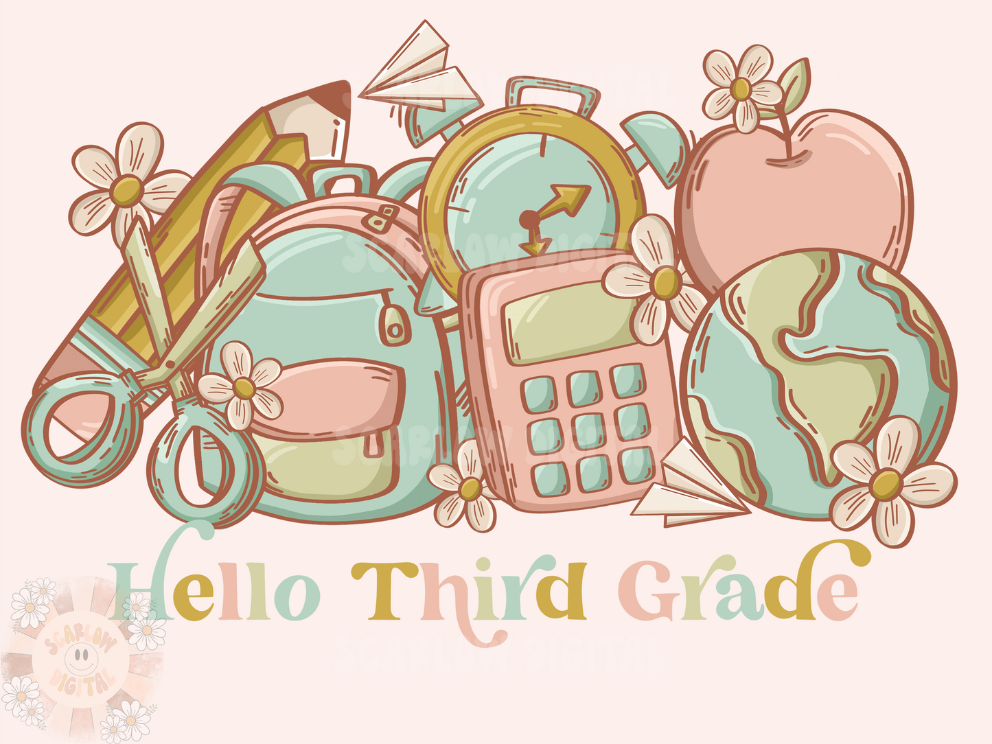 Hello Third Grade PNG-Back to School Sublimation Digital Design Download-grade school png, boho png, school girl png, trendy png designs