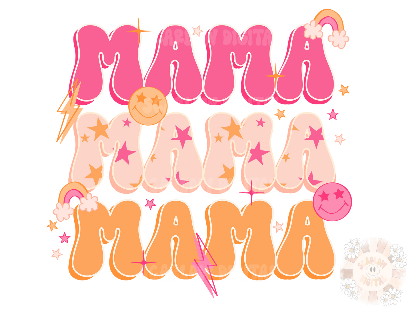 Retro Mama PNG Sublimation Digital Design Download, summer mama png, girl mom png, lightening bolt png, boho mama png, mama png designs