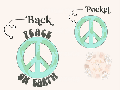Peace on Earth PNG Pocket and Back Bundle-Sublimation Digital Design Download-hippie png, pocket png bundle, boho png, mother earth png