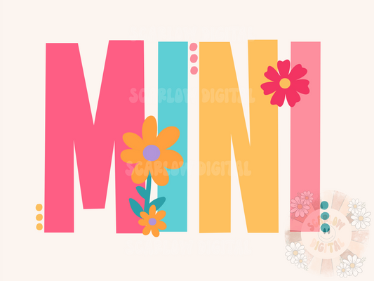Mini PNG-Floral Mini Sublimation Digital Design Download-flowers png, trendy mini png, mama mini png, spring flowers png, summer kids png