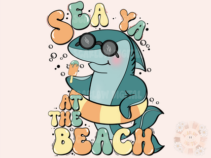 Sea Ya at the Beach PNG-Summertime Sublimation Digital Design Download-shark png, boy summer png, beachy png, sea life png, beach vibes png