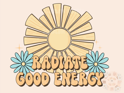 Radiate Good Energy PNG-Summertime Sublimation Digital Design Download-boho png, retro png, sunshine png, summer vibes png, positivity png