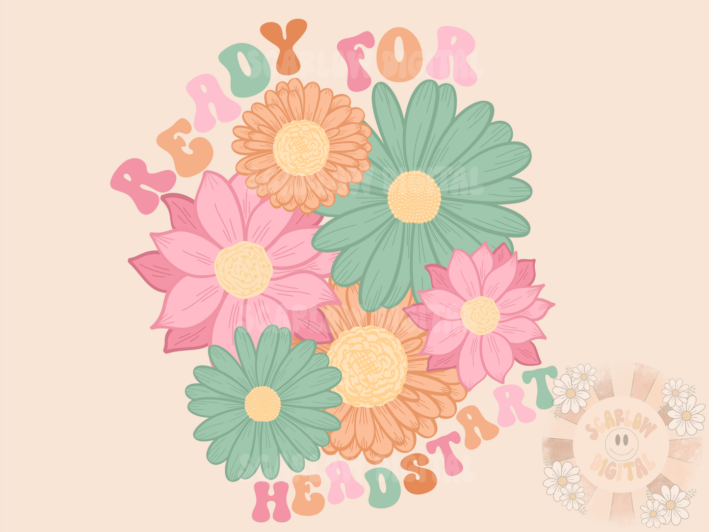 Ready for Headstart PNG-Back to School Sublimation Digital Design Download-flowers png, floral png, education png, trendy toddler png design