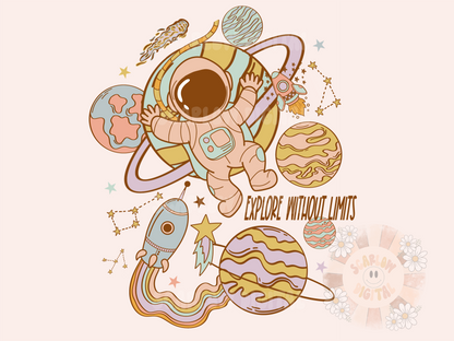 Explore Without Limits PNG-Space Sublimation Digital Design Download-astronaut png, planets png, celestial png, alien png, boho galaxy png