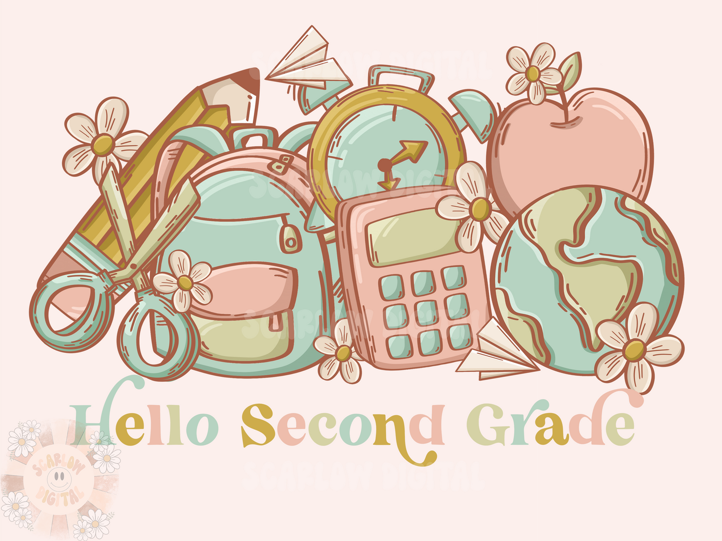 Hello Second Grade PNG-Back to School Sublimation Digital Design Download-grade school png, boho png, school girl png, trendy png designs
