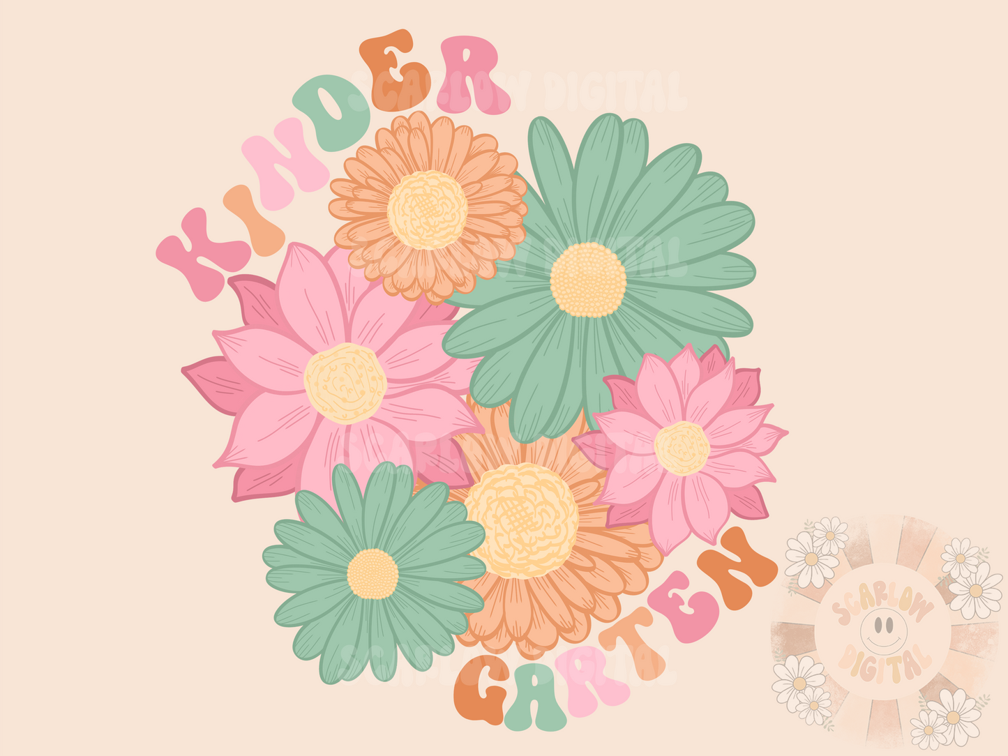 Kindergarten PNG-Back to School Sublimation Digital Design Download-floral png, flowers png, kindergartener png, education png, trendy png