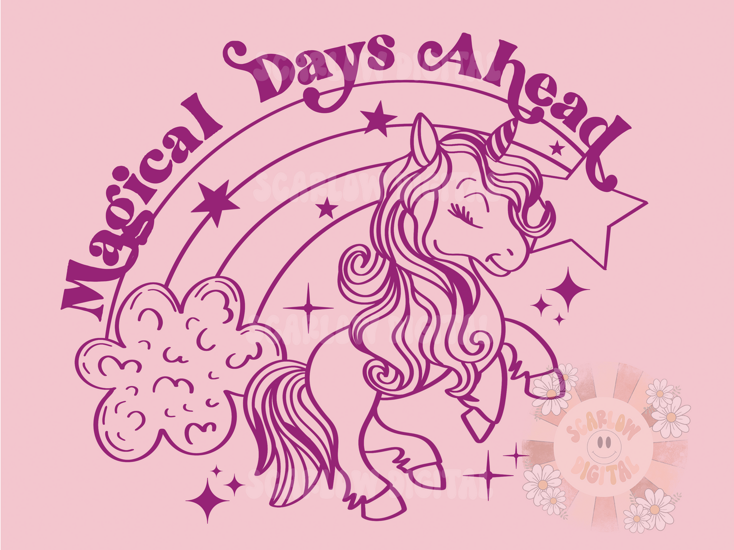 Magical Days Ahead SVG-Unicorn Cricut SVG Digital Design Download-fairytale svg, rainbow svg, retro svg, mystical svg, storybook svg design