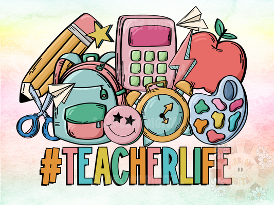 Teacher Life PNG-Back to School Sublimation Digital Design Download-educator png, retro teacher png, professor png, trendy teacher png