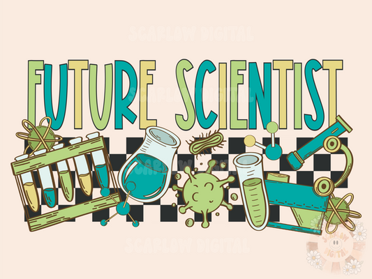 Future Scientist PNG Sublimation Digital Design Download, science png, kids png, back to school png, education png, microscope png, checker png