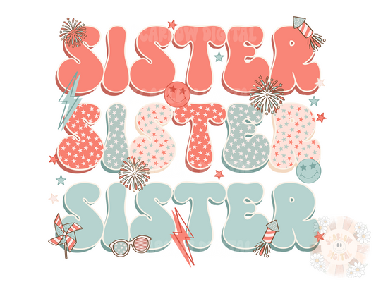 Sister PNG-Fourth of July Sublimation Digital Design Download-stars and stripes png, red white and blue png, patriotic png, american png