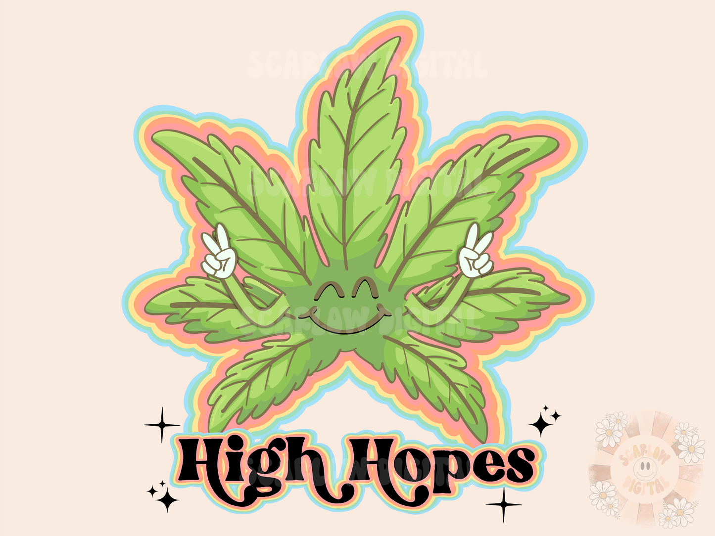 High Hopes PNG-Trippy Sublimation Digital Design Download-hemp leaf png, cannabis png, cbd png, colorful png, marijuana digital design png