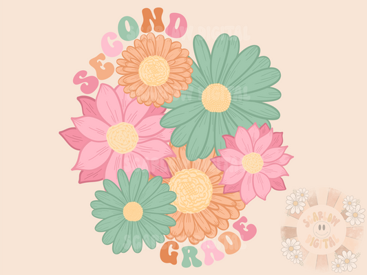Second Grade PNG-Back to School Sublimation Digital Design Download-floral png, flowers png, second grader png, education png, trendy png