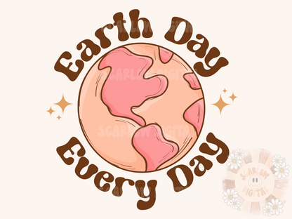 Earth Day Every Day PNG Sublimation Digital Design Download, planet earth png, earth day png, retro earth png, green png, hippie png design