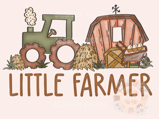 Little Farmer PNG-Tractor Sublimation Digital Design Download-barn png, boy png, little boy designs, western png designs, country boy png