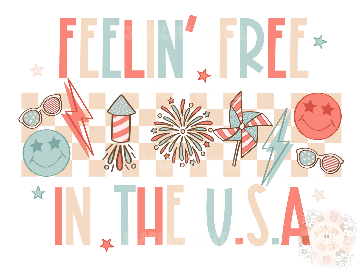 Feelin' Free in the USA PNG-July 4th Sublimation Digital Design Download-firework png, patriotic png, american flag png, stars & stripes png