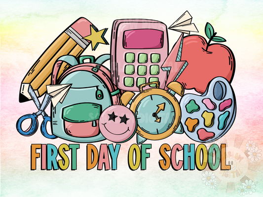 First Day of School PNG-Back to School Sublimation Digital Design Download-apple png, school doodle png, trendy school png, retro school png