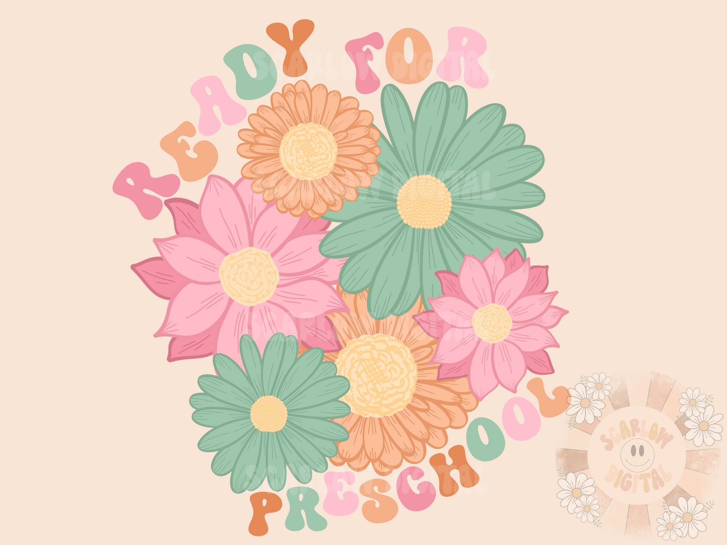 Ready for Preschool PNG-Back to School Sublimation Digital Design Download-flowers png, floral png, education png, trendy toddler png design