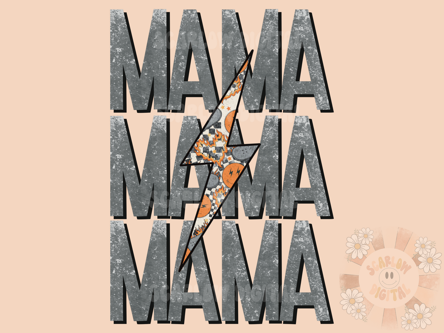 Mama PNG-Rocker Mama Sublimation Digital Design Download-skateboard png, mama png, mom of boys png, mommy and me png, mom and son png design