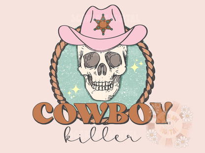 Cowboy Killer PNG-Western Sublimation Digital Design Download-skeleton png, cowgirl hat png, western girl png, country png, skull png design