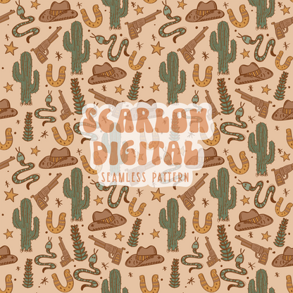 Western Seamless Pattern Sublimation Digital Design Download-cactus seamless file, country seamless file, southwest seamless pattern design