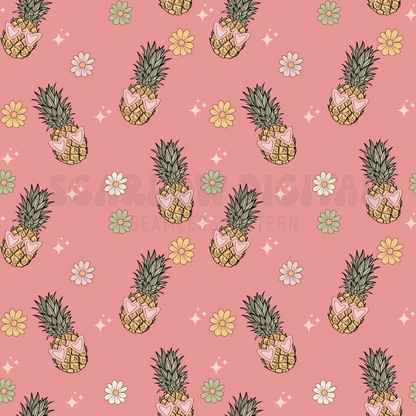 Pineapple Seamless File-Summer Vibes Sublimation Digital Design Download-summertime seamless file, sunglasses seamless file, floral design