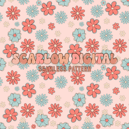 Patriotic Flowers Seamless Pattern-July 4th Sublimation Digital Design Download-floral seamless pattern, fourth of july seamless patterns