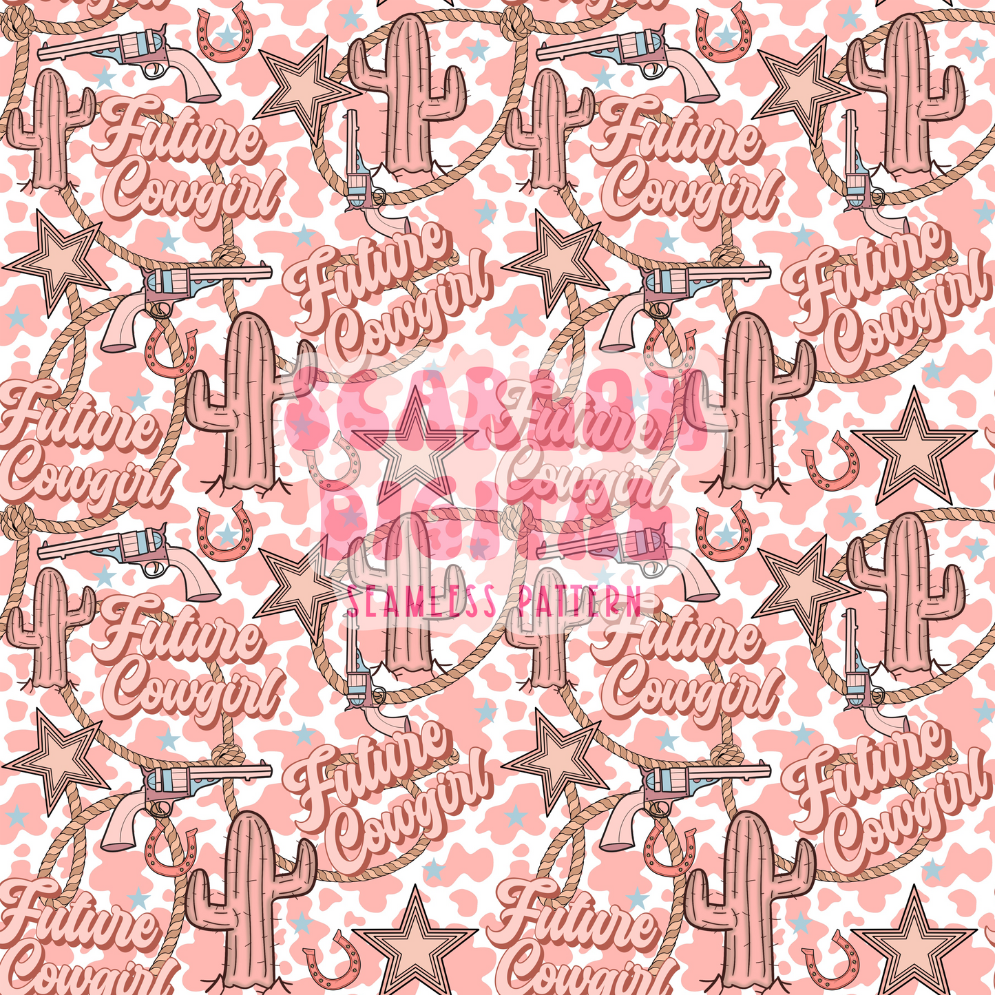 Future Cowgirl Seamless Pattern-Western Sublimation Digital Design Download-country girl seamless file, western digital paper, girl seamless