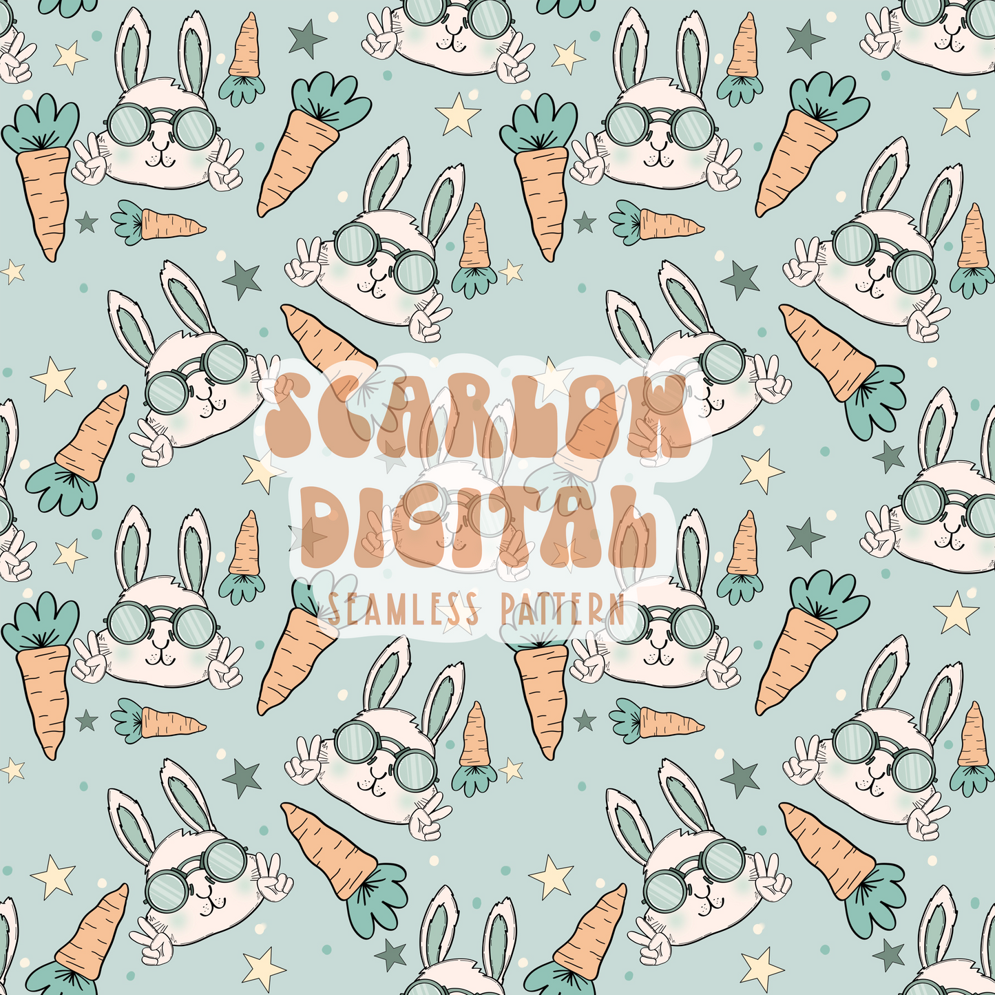 Bunny and Carrots Seamless Pattern-Easter Sublimation Digital Design Download-easter bunny seamless file, boy easter seamless, spring design