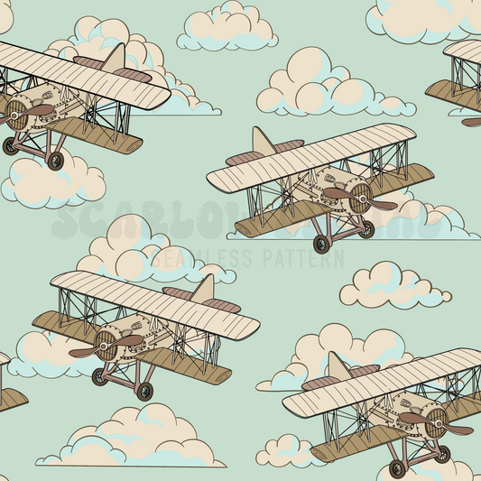 Vintage Airplane Seamless Pattern-Adventure Sublimation Digital Design Download-travel seamless file, boy seamless file, little boy designs