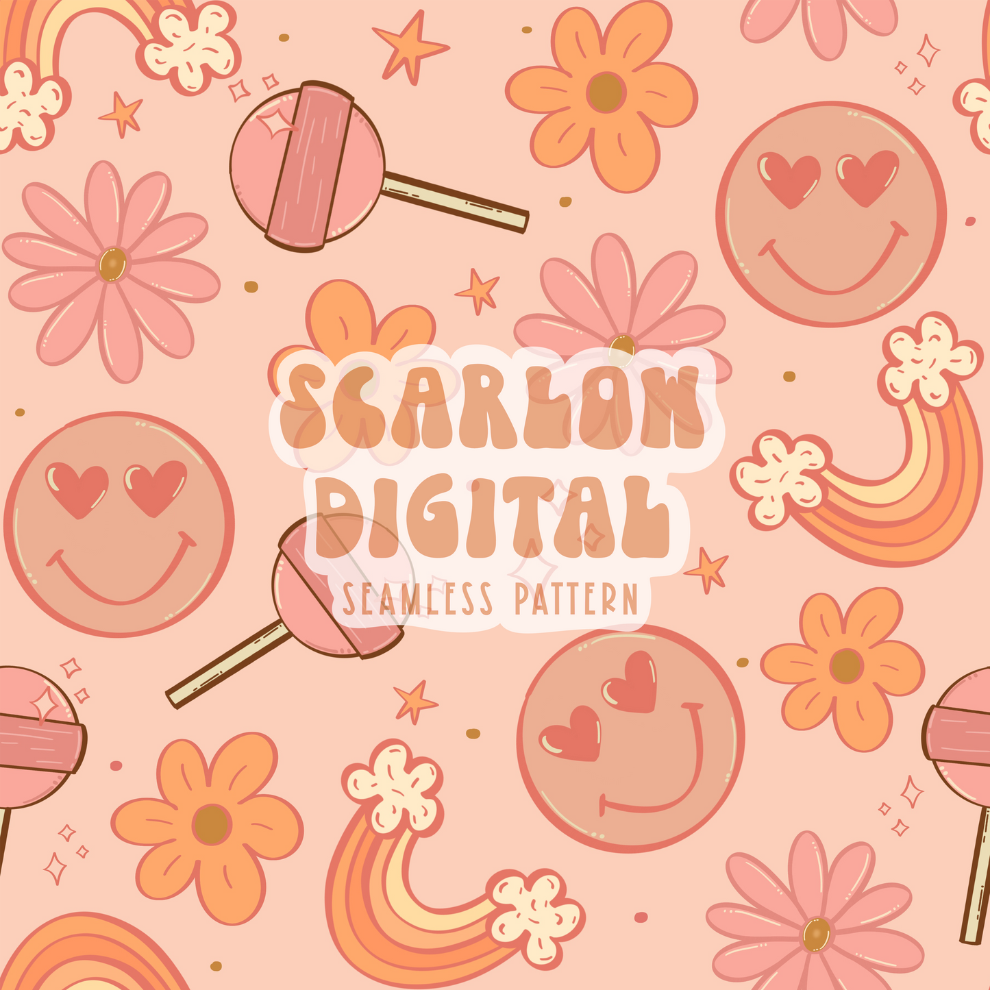 Girly Doodles Seamless Pattern-Preppy Sublimation Digital Design Download-flowers seamless pattern, summertime seamless file, spring design